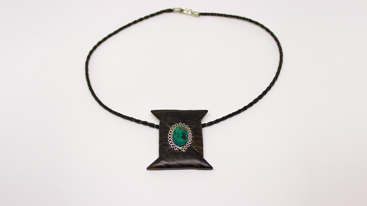 Anhänger Mooreiche, Malachit