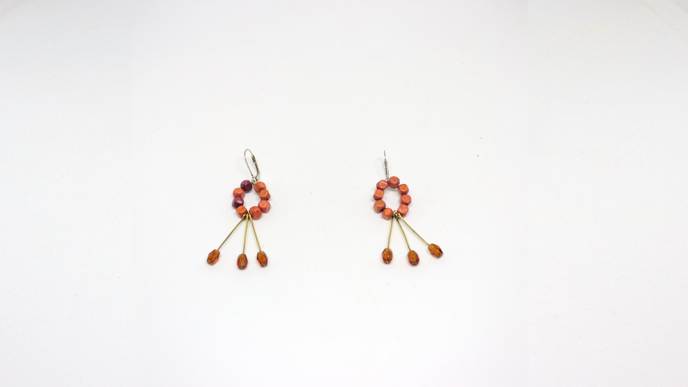 211 Ohrhänger, Holzringerl, Bernstein