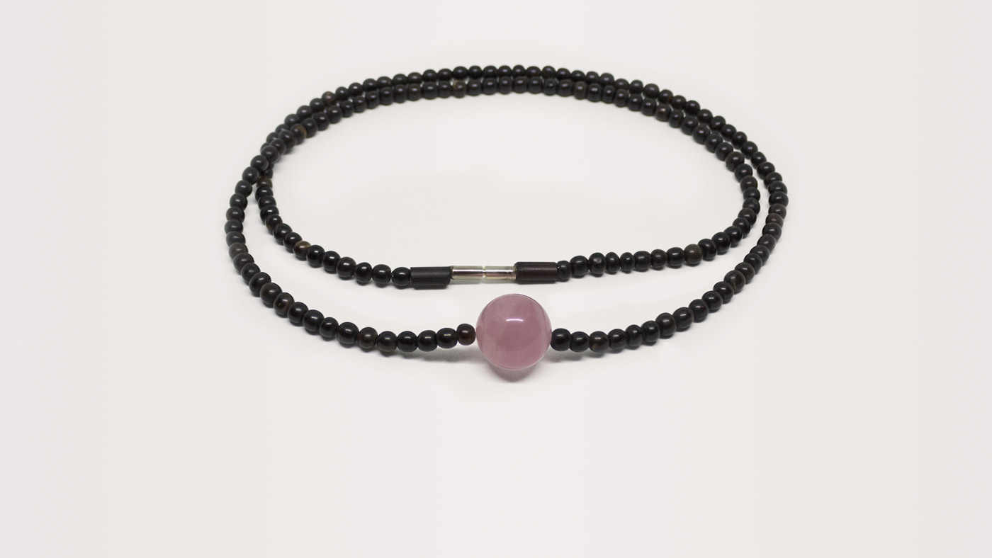 242 Kette lang Rosenquarz, Horn